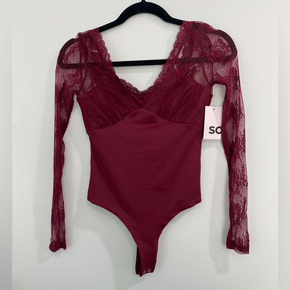 Juniors SO Lace Contrast Contour Body Suit